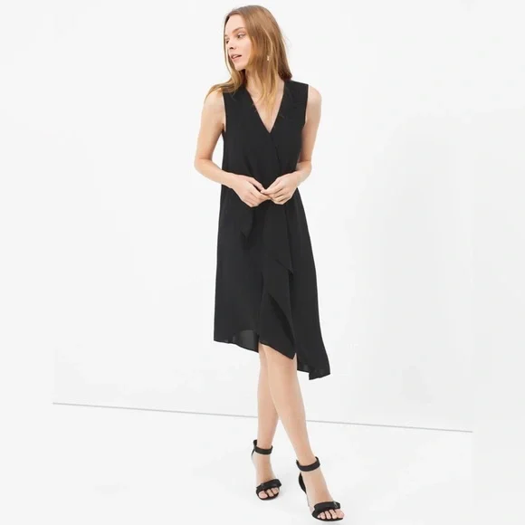 NWT | White House Black Market | Sleeveless Ruffle-Front Dress | Black | Size 2 - Picture 7 of 7